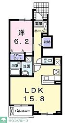 プリムヴェール 1階1LDKの間取り