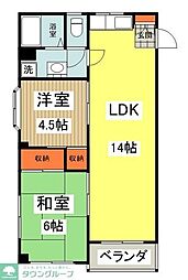 ハイムエスポワール 1階2LDKの間取り