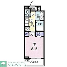 グラン・フィオーレ矢部 1階1Kの間取り