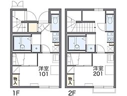 JR八高線 北八王子駅 徒歩12分の賃貸アパート 1階1Kの間取り