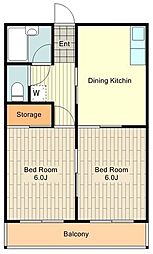 ホーエイハイム 2階2DKの間取り