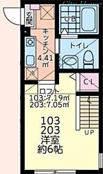 リベルテ相模原 1階1Kの間取り