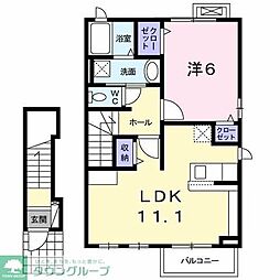 グローヴIX 2階1LDKの間取り