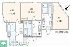 アザーレ・スフィーダ淵野辺 2階1Kの間取り