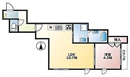 マンション国母 3階1LDKの間取り