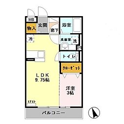 エスポワール 2階1LDKの間取り