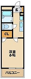 レオパレスＣａｌｍ片倉 3階1Kの間取り