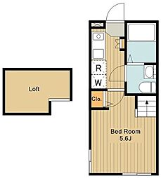 アルシオーネ絹ヶ丘 2階1Kの間取り