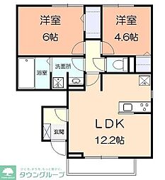 ルボア 1階2LDKの間取り