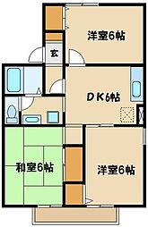 セジュール大島 2階3DKの間取り