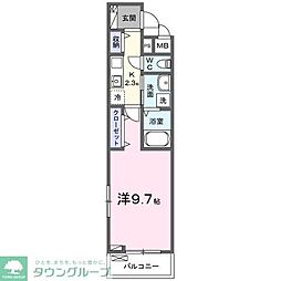 クレメントガーデンV 3階1Kの間取り