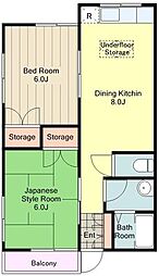 メジロハウス 1階2DKの間取り