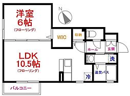ボヌール 1階1LDKの間取り