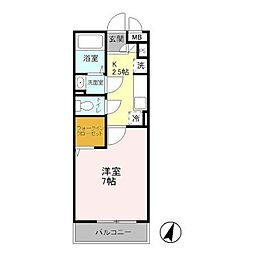 パピヨン八王子みなみ野 1階1Kの間取り