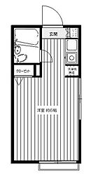 ヴィラ仁 1階ワンルームの間取り
