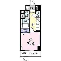 トゥットフェリーチェ八王子 7階1Kの間取り