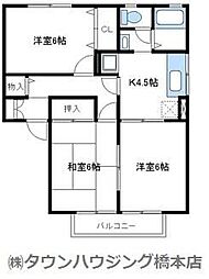 ヴィラ栗本Ａ 2階3Kの間取り