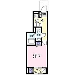 メゾン　ド　プルニエ 1階1Kの間取り