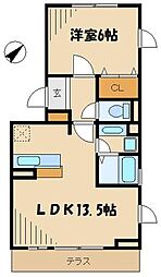 ＹＡＭＡＺＡＫＩコーポラス 3階1LDKの間取り