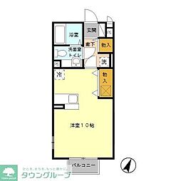セジュールコトA 1階ワンルームの間取り
