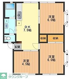 ビューハイツウィンディア 1階3DKの間取り