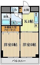 ウェルシートップＢ 5階2Kの間取り