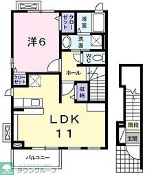 パルコ　プレッソ 2階1LDKの間取り