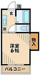 フォーブルハヤシ 1階1Kの間取り