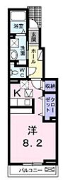 エレガント神谷原 1階1Kの間取り