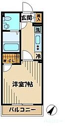 ヴィラフローリッシュ 2階1Kの間取り