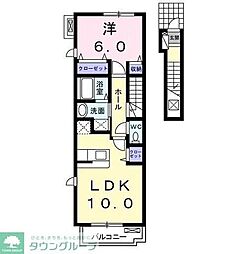 ノーブル・スクエア 2階1LDKの間取り