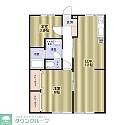 エステートピアラフォーレＡ 1階2LDKの間取り