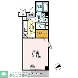 ラ・プランタン 1階1Kの間取り