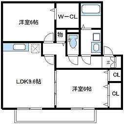 アタラクシア 1階2LDKの間取り