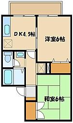 セジュール嶋田 1階2DKの間取り