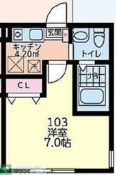 クレール北八王子 1階1Kの間取り