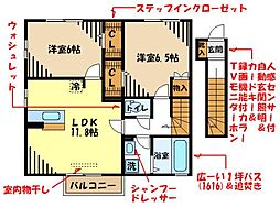カスターノ 2階2LDKの間取り