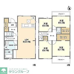 JR八高線 北八王子駅 徒歩15分の賃貸一戸建て 4LDKの間取り