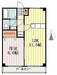 パルステージ秋川 2階1LDKの間取り
