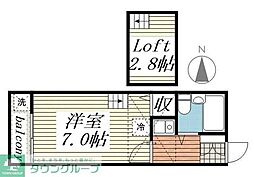 アルカディア二宮II 1階1Kの間取り
