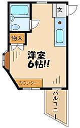 ファームレジデンス 2階ワンルームの間取り