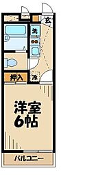 レオパレスアネシス 2階1Kの間取り