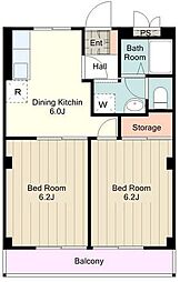 ドルフＭ 2階2DKの間取り