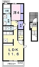 ルピナス 2階1LDKの間取り