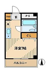 植村ビル 1階1Kの間取り