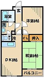 エトワール生沼 4階2DKの間取り