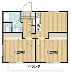 メルベーユB 2DKの間取図画像