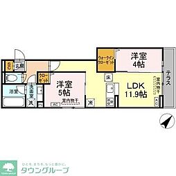 コルトレイク 2LDKの間取図画像