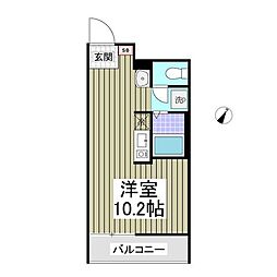 MQuarto矢部 ワンルームの間取図画像