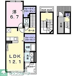 エクシード3 1LDKの間取図画像